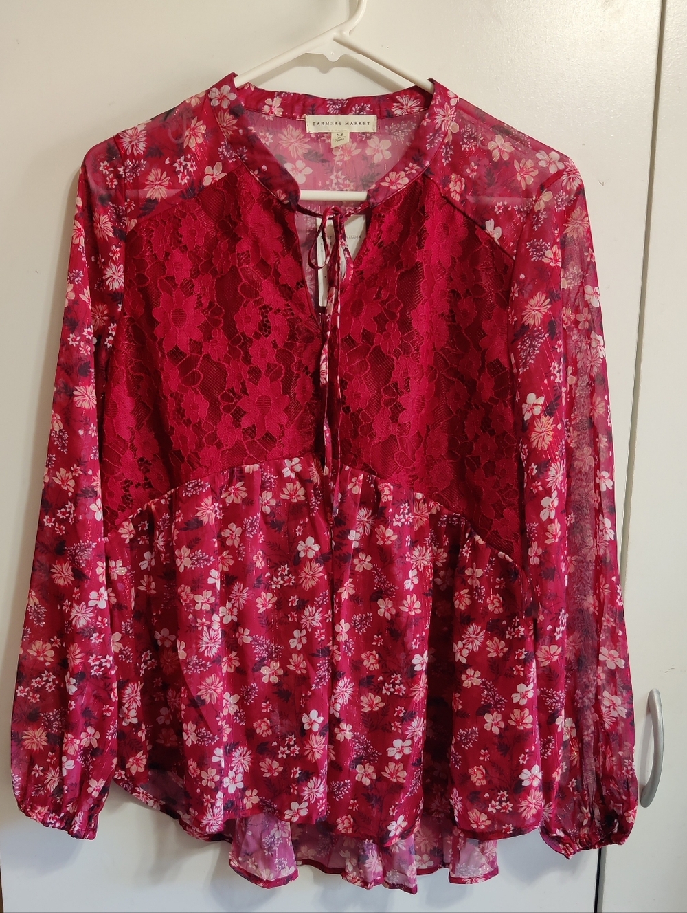 Farmers Market Womens Floral Lace Blouse